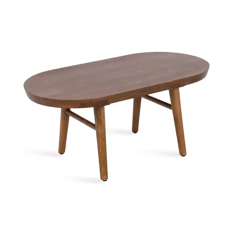 Kate and Laurel Conan Oval Wood Coffee Table, 38x20x17, Walnut Brown