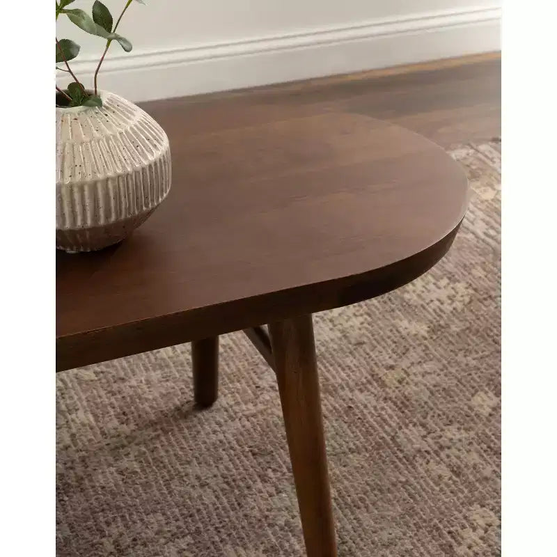 Tavolino da Caffè Ovale in Legno Conan, 38x20x17, Marrone Noce