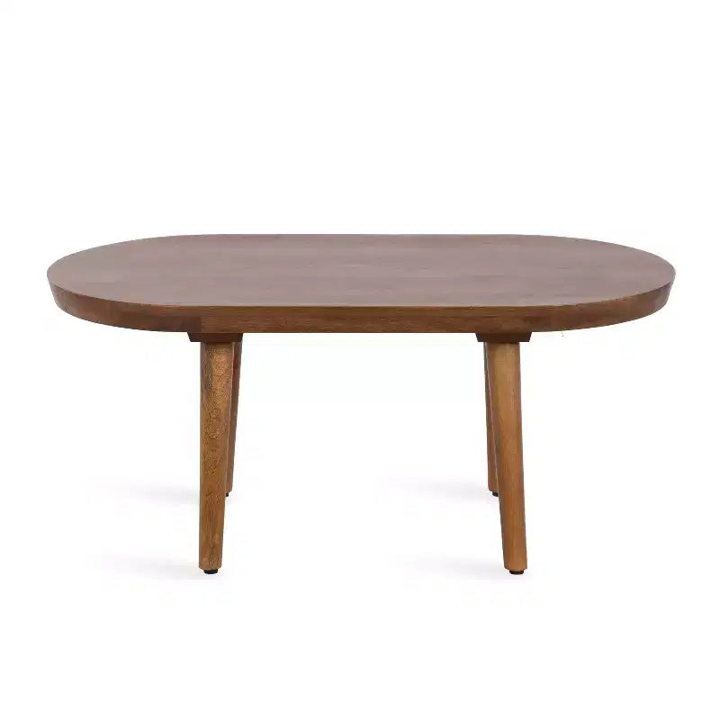 Tavolino da Caffè Ovale in Legno Conan, 38x20x17, Marrone Noce