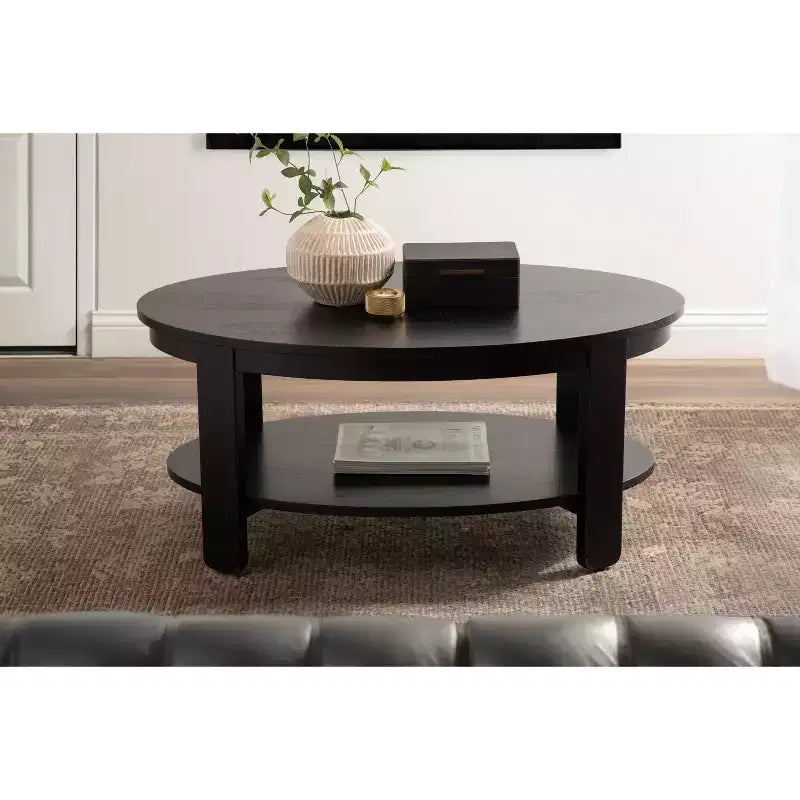 Tavolino da caffè ovale Foxford in legno, 38x24x18, nero