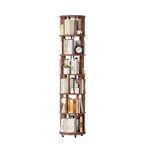 Libreria rotante in legno a 6 livelli, girevole a 360°, per bambini, scaffali stretti con ruote per piccoli spazi, angoli, camere da letto, uffici, noce