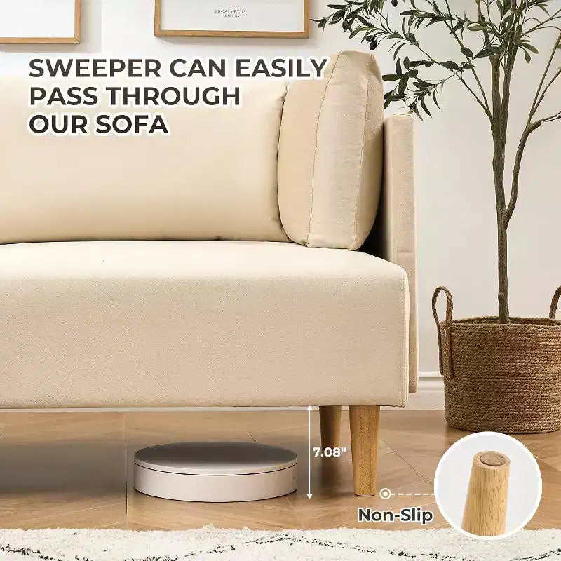 Divanetto in velluto beige da 76", 2 posti oversize con sedute extra profonde e 2 cuscini rimovibili, divano morbido per soggiorno moderno
