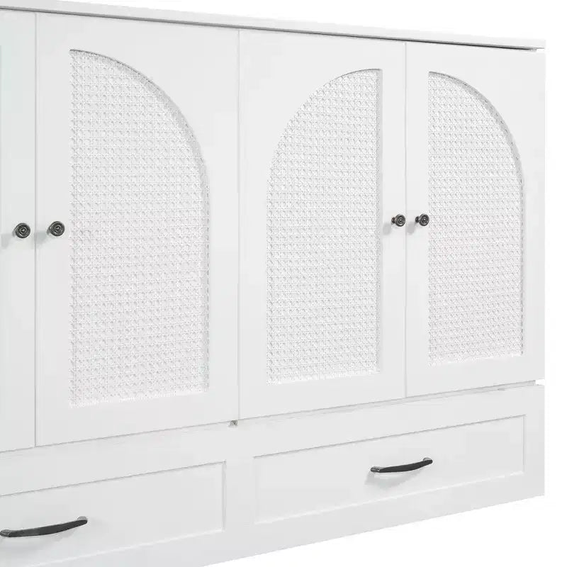 Letto a scomparsa moderno Queen in rattan con ampio cassetto per soggiorno e camera degli ospiti