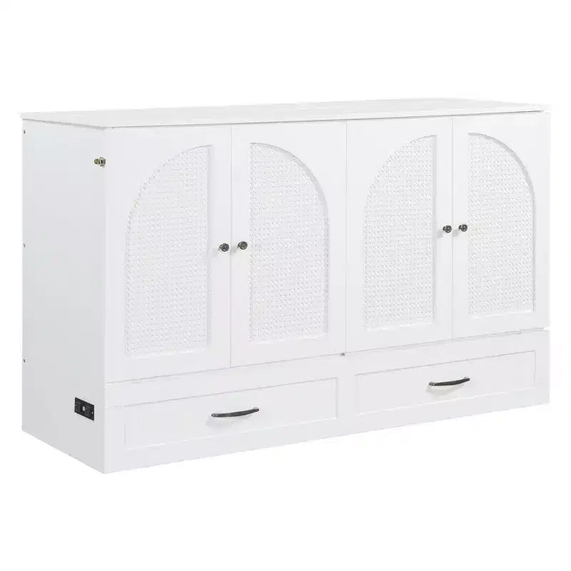 Letto a scomparsa moderno Queen in rattan con ampio cassetto per soggiorno e camera degli ospiti