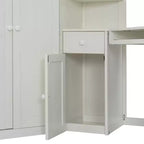 Letto a soppalco singolo tutto in uno con armadio integrato, scrivania, mensole, vassoio per tastiera e faretto