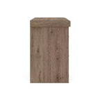 Comodino Contoura a due cassetti, aspetto rustico in legno marrone chiaro con ricarica USB