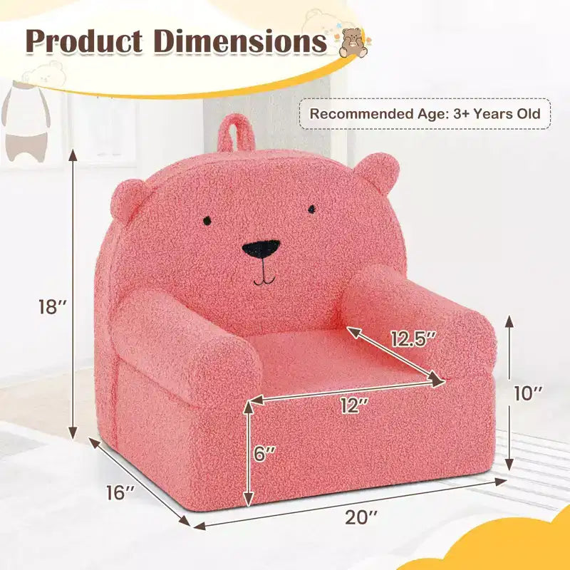 Divano a Orsetto per Bambini, Divanetto per Neonato in Schiuma con Rivestimento in Morbido Tessuto Fleece Marrone/Grigio/Blu scuro/Rosa