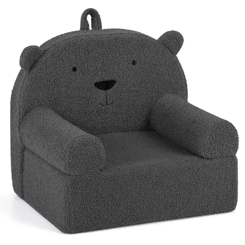 Divano a Orsetto per Bambini, Divanetto per Neonato in Schiuma con Rivestimento in Morbido Tessuto Fleece Marrone/Grigio/Blu scuro/Rosa