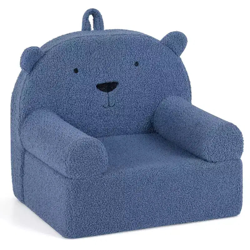 Divano a Orsetto per Bambini, Divanetto per Neonato in Schiuma con Rivestimento in Morbido Tessuto Fleece Marrone/Grigio/Blu scuro/Rosa