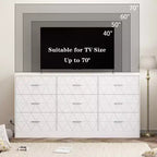 Cassettiera a 9 cassetti, cassettiera lunga per camera da letto, grande mobile contenitore moderno, organizer con cassetti in legno con maniglie in metallo, per camera da letto, soggiorno