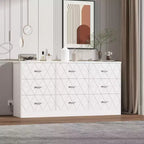 Cassettiera a 9 cassetti, cassettiera lunga per camera da letto, grande mobile contenitore moderno, organizer con cassetti in legno con maniglie in metallo, per camera da letto, soggiorno