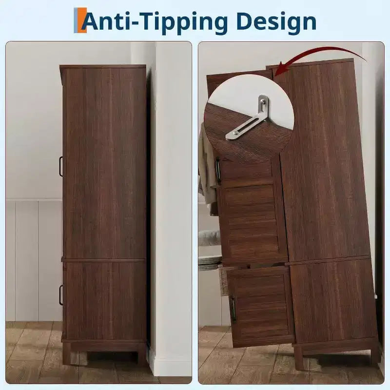 Armadio alto indipendente con 4 ante, ripiani regolabili, stile moderno, mobile contenitore per camera da letto, per casa, soggiorno