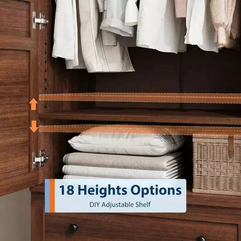 Armadio alto indipendente con 4 ante, ripiani regolabili, stile moderno, mobile contenitore per camera da letto, per casa, soggiorno