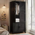 Freestanding Tall Wardrobe Closet with 4 Doors, Adjustable Shelves, Modern Style, Bedroom Storage Cabinet, for Home, Living Room