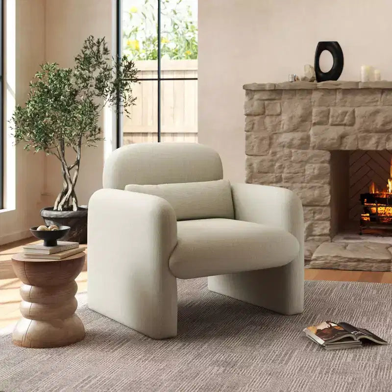 Poltrona a botte Diane Modern in ciniglia imbottita con cuscino