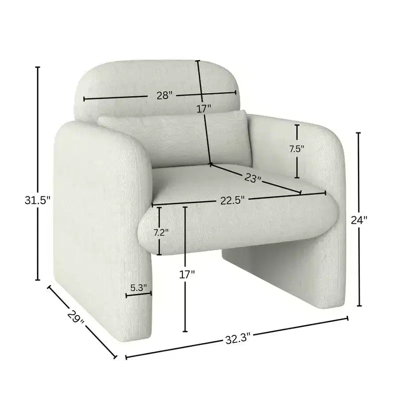 Poltrona a botte Diane Modern in ciniglia imbottita con cuscino