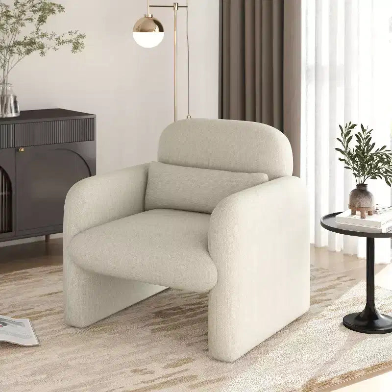 Poltrona a botte Diane Modern in ciniglia imbottita con cuscino