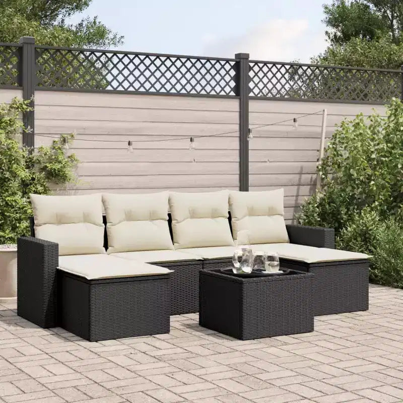 Set divani da giardino Nero, Bianco crema