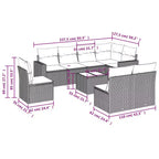 Set Divano da Patio da 9 Pezzi con Cuscini in Rattan Sintetico Nero
