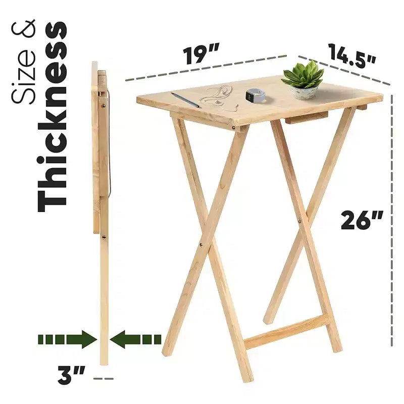 Tavolini Rettangolari Pieghevoli in Legno Massello Leggeri per Interni con Compatto Portaoggetti, Espresso (Set da 5 Pezzi)