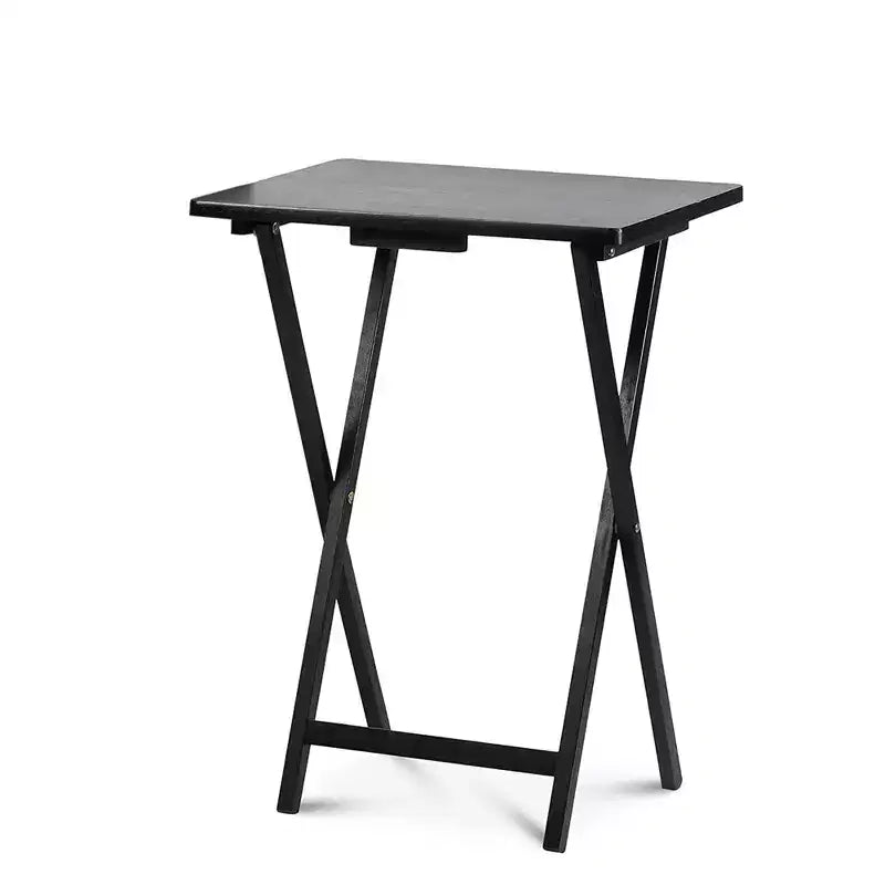 Tavolini Rettangolari Pieghevoli in Legno Massello Leggeri per Interni con Compatto Portaoggetti, Espresso (Set da 5 Pezzi)