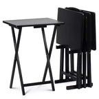Tavolini Rettangolari Pieghevoli in Legno Massello Leggeri per Interni con Compatto Portaoggetti, Espresso (Set da 5 Pezzi)