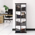 Espositore per Brochure, Porta Documenti a Rete a 4 Livelli e 8 Tasche, Espositore da Terra per Riviste Giornali Cataloghi, Leggero, Nero