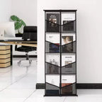 Espositore per Brochure, Porta Documenti a Rete a 4 Livelli e 8 Tasche, Espositore da Terra per Riviste Giornali Cataloghi, Leggero, Nero