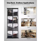 Espositore per Brochure, Porta Documenti a Rete a 4 Livelli e 8 Tasche, Espositore da Terra per Riviste Giornali Cataloghi, Leggero, Nero