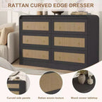 Cassettiera in rattan larga 117 cm, cassettiera a 6 cassetti, comò moderno, per camera da letto, soggiorno