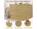 Cassettiera in rattan larga 117 cm, cassettiera a 6 cassetti, comò moderno, per camera da letto, soggiorno