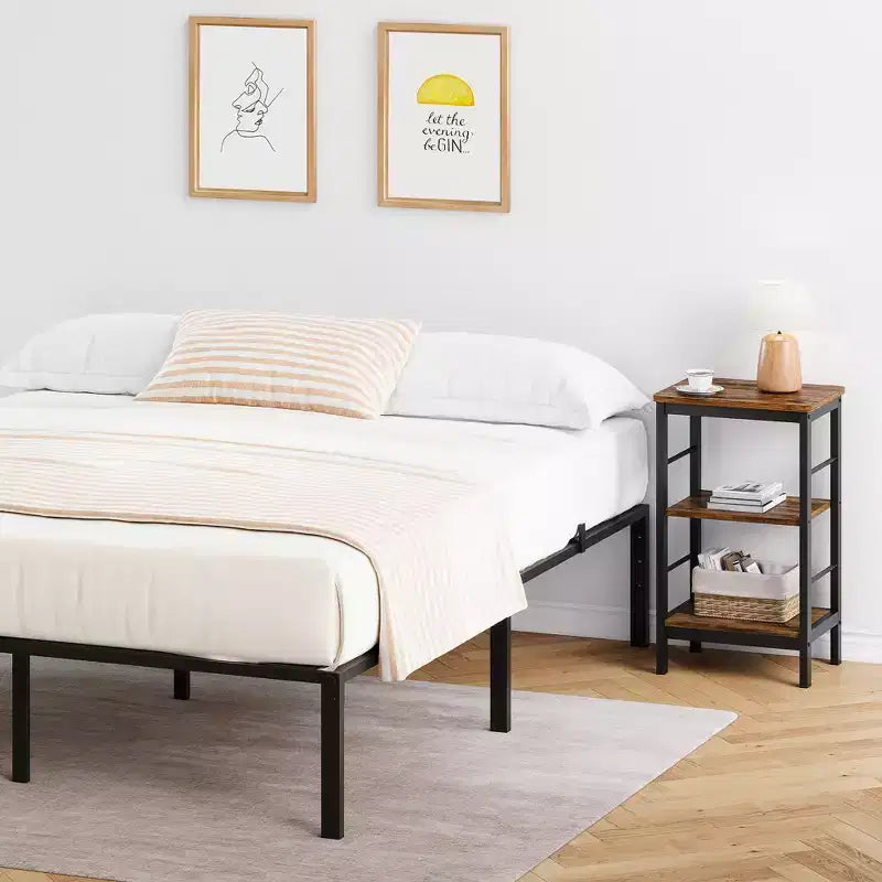 Comodini set da 2 con 3 ripiani, tavolini da divano industriali con struttura in metallo, tavolini salvaspazio per camera da letto, soggiorno, ufficio