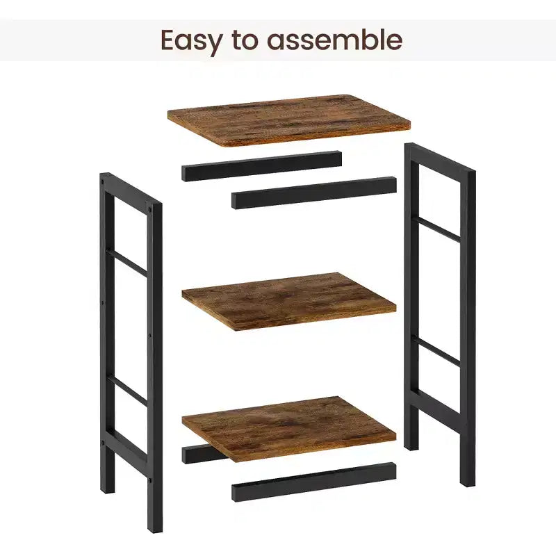 Comodini set da 2 con 3 ripiani, tavolini da divano industriali con struttura in metallo, tavolini salvaspazio per camera da letto, soggiorno, ufficio