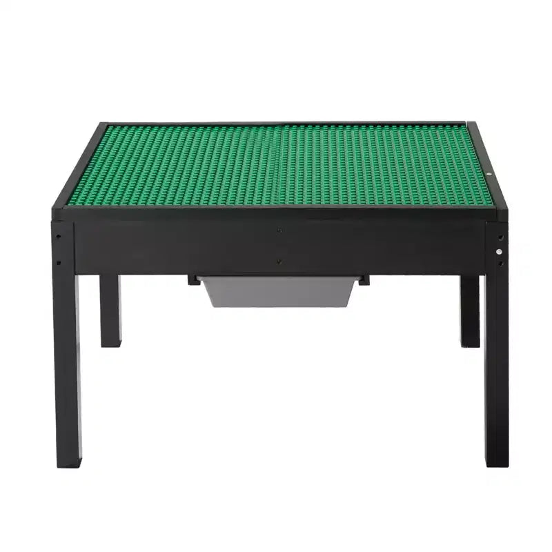 Tavolo attività per bambini con piano reversibile per costruzioni, tavolo da gioco in legno con 2 contenitori per lavoretti, apprendimento e gioco, nero
