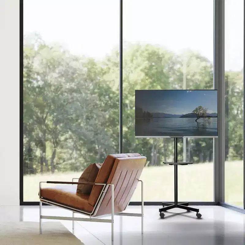 Carrello TV mobile con ruote per TV LCD/LED/OLED da 32-60 pollici, ripiano regolabile in altezza, supporta fino a 40 kg, VESA massimo 400x400mm