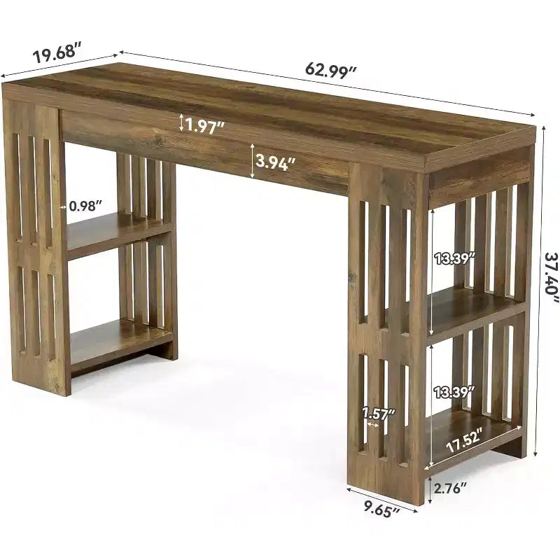 Tavolo da bar, grande bancone bar in legno da 160 cm con portabottiglie, tavolo da pub con ripiani portaoggetti per sala da pranzo, soggiorno, cucina, marrone