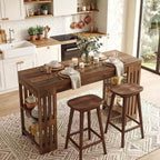 Tavolo da bar, grande bancone bar in legno da 160 cm con portabottiglie, tavolo da pub con ripiani portaoggetti per sala da pranzo, soggiorno, cucina, marrone