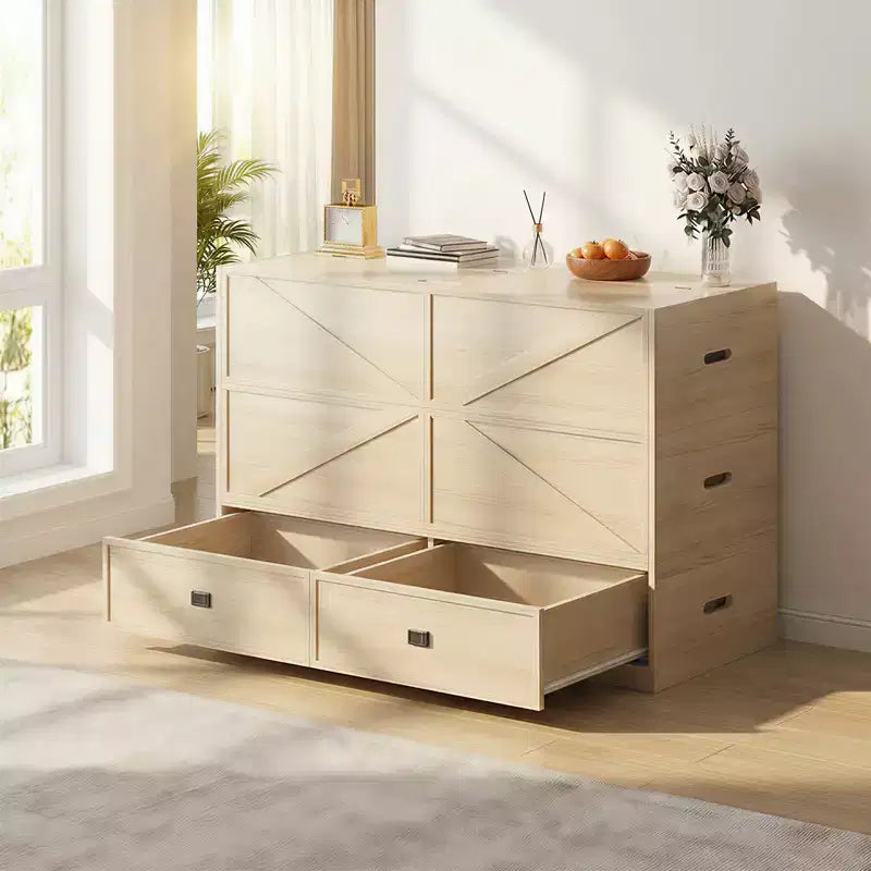 Letto a Scomparsa Convertibile con Cassetti Contenitore, Set Divano Letto Ospiti Multifunzione, Materasso Escluso